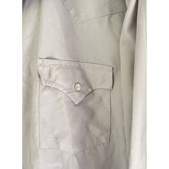 ELY CATTLEMAN Mens Tall Man Gray Pearl Snap Button Long Sleeve Shirt Size 19/36 - Picture 5 of 9